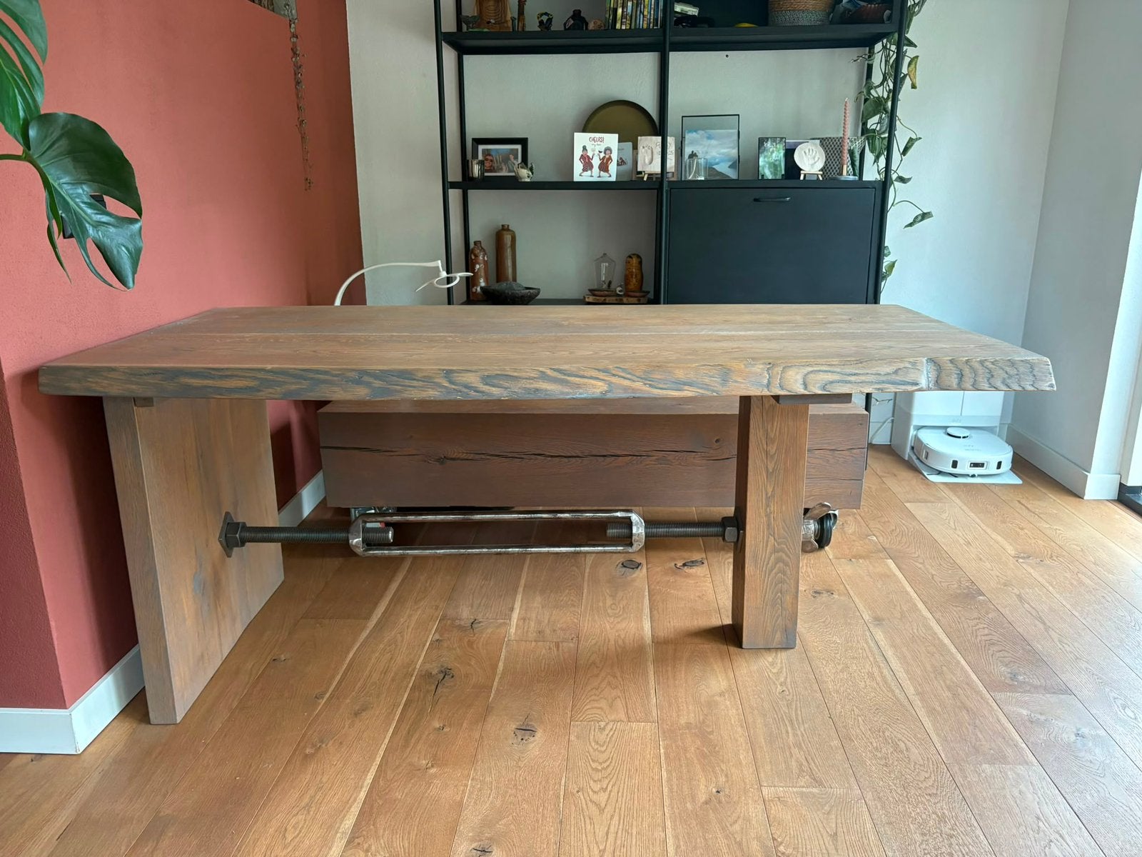 Massief eiken boomstamtafel, Huis en Inrichting, Tafels | Eettafels, Ophalen, 200 cm of meer, 50 tot 100 cm, Zo goed als nieuw