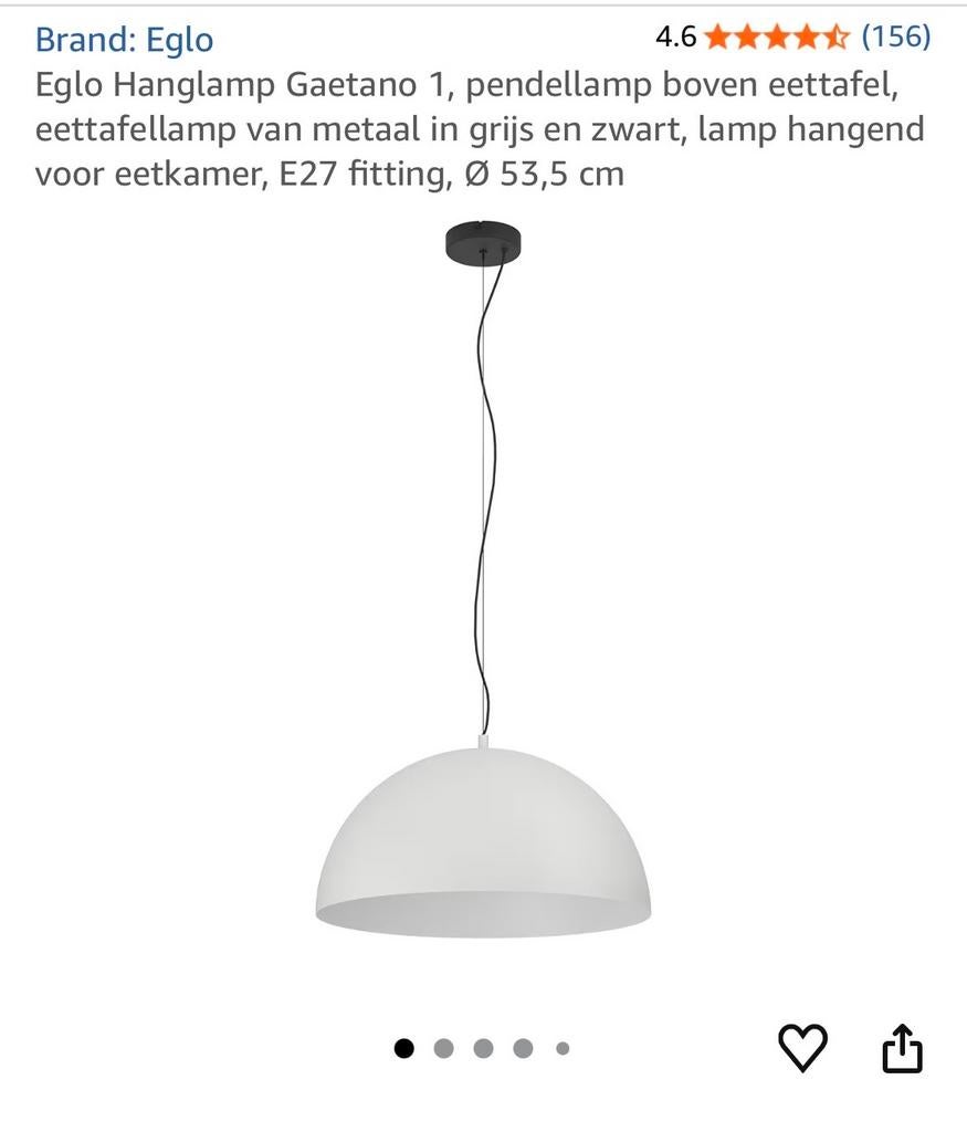 Eglo Gaetano white Hanglamp Grijs/Zwart Ø 53,5 cm - Nieuw, Ophalen, Nieuw, Metaal, 50 tot 75 cm