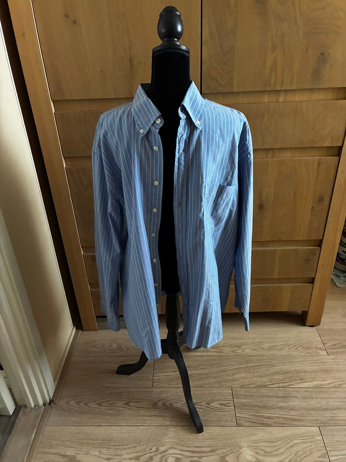 GANT OXFORD OVERHEMD XL BLAUW GESTREEPT ZGAN., Ophalen of Verzenden, Zo goed als nieuw, Blauw, Halswijdte 43/44 (XL)
