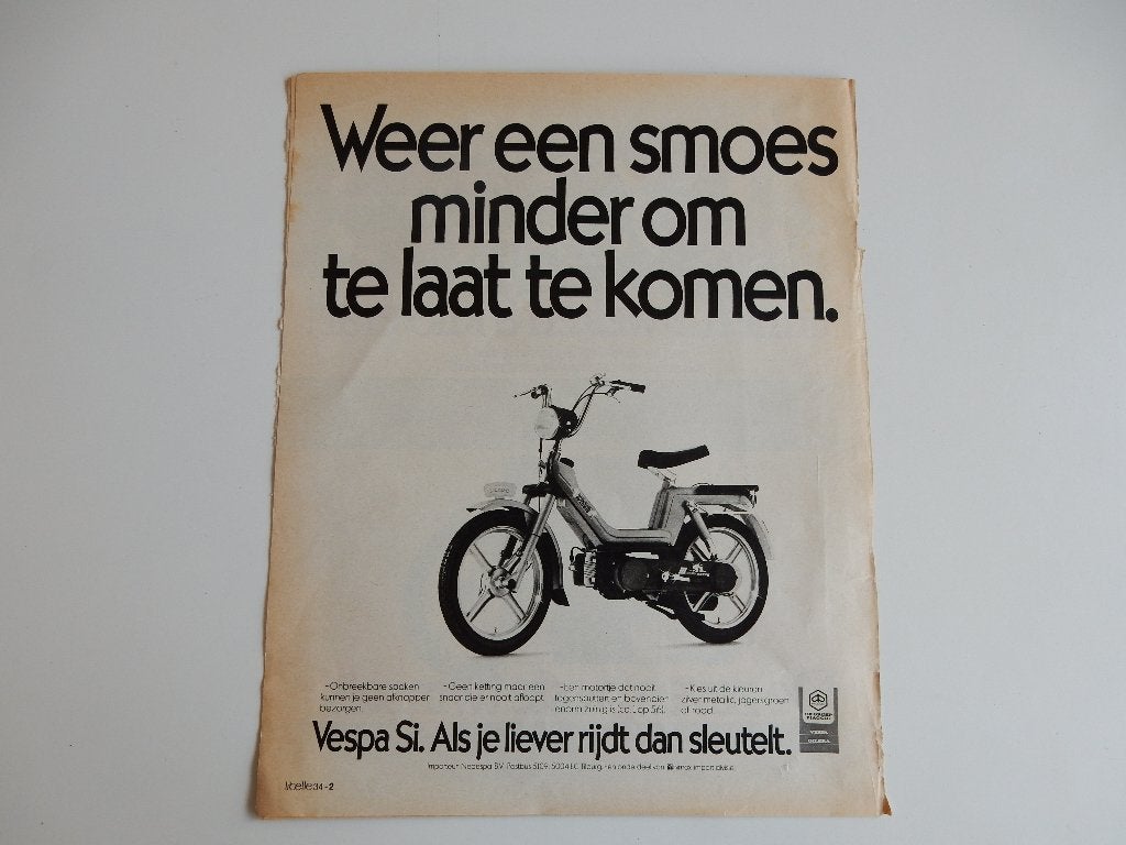 Vespa Si.Of Vespa S1.) 3 x reclame uit tijdschriften 1981., Ophalen of Verzenden, 1980 tot heden, Nederland, Knipsel(s)