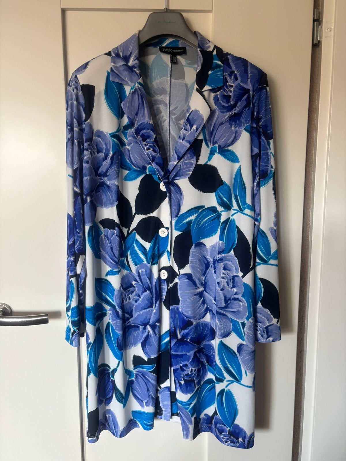 Yoek blazer 46/48 blauw/wit, Verzenden, Zo goed als nieuw, Blauw, Jasje of Colbert