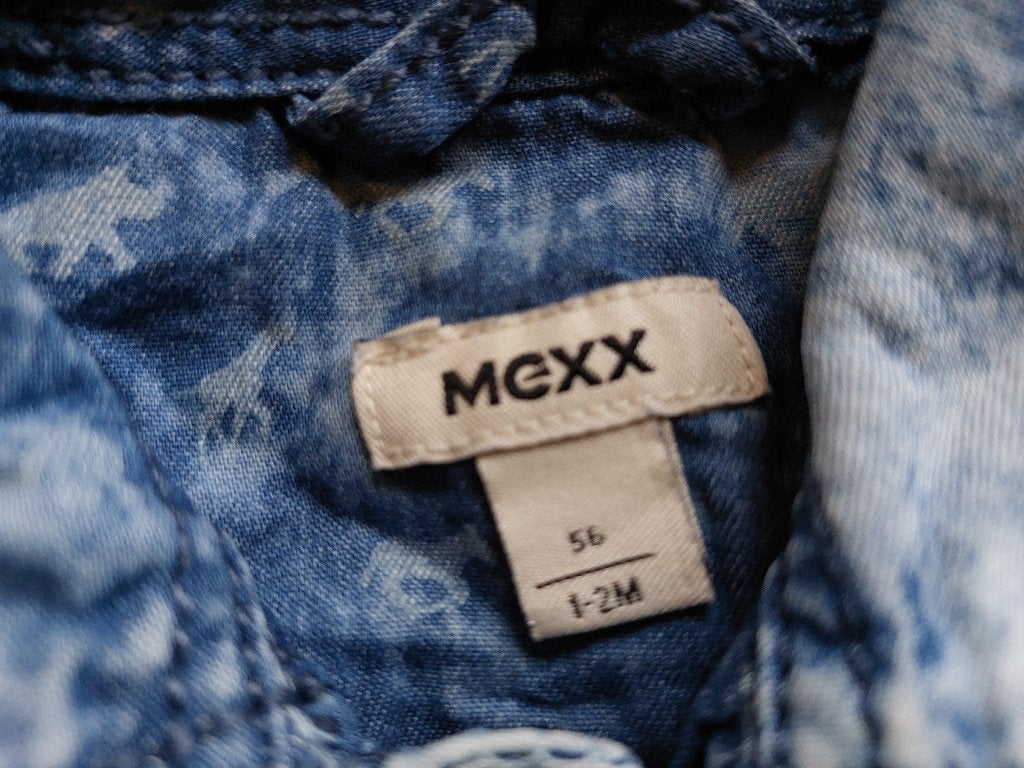 Stoere lichtblauwe spijkerjack maat 56 in nette staat, Kinderen en Baby's, Babykleding | Maat 56, Mexx, Ophalen of Verzenden, Zo goed als nieuw