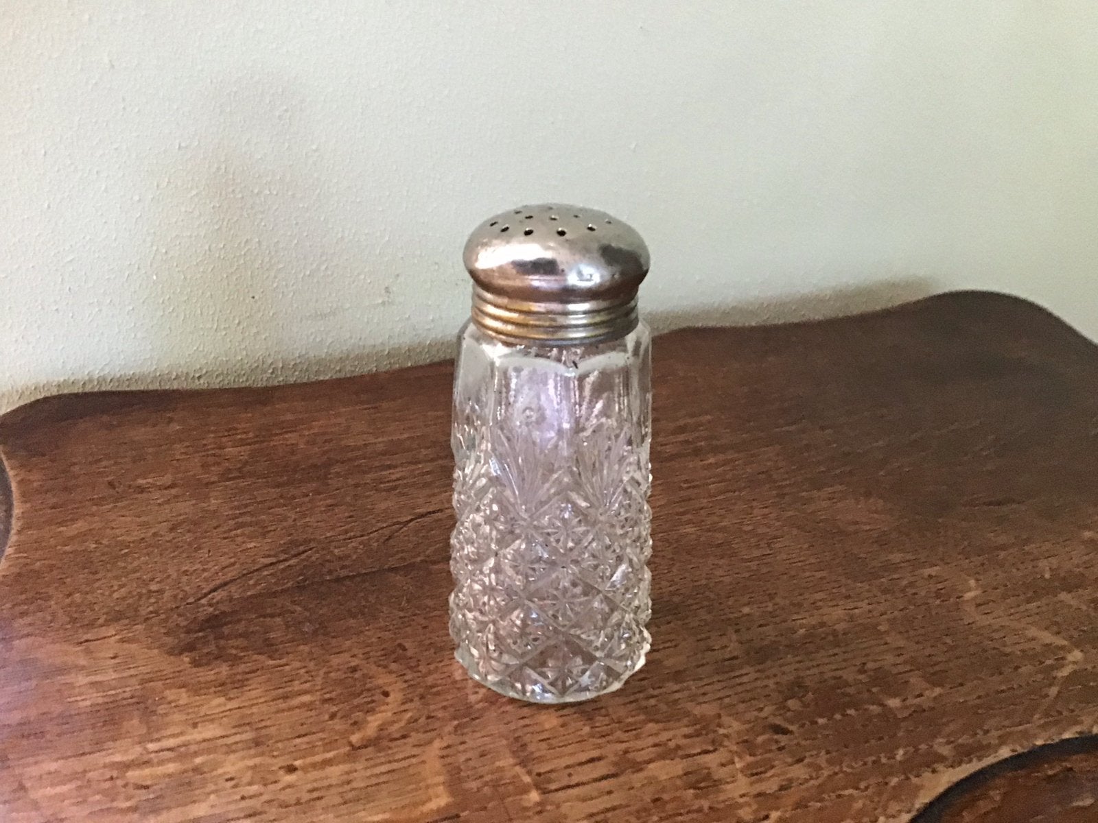 Vintage Glazen Poedersuiker Strooier met Zilverkleurige Dop, Ophalen of Verzenden