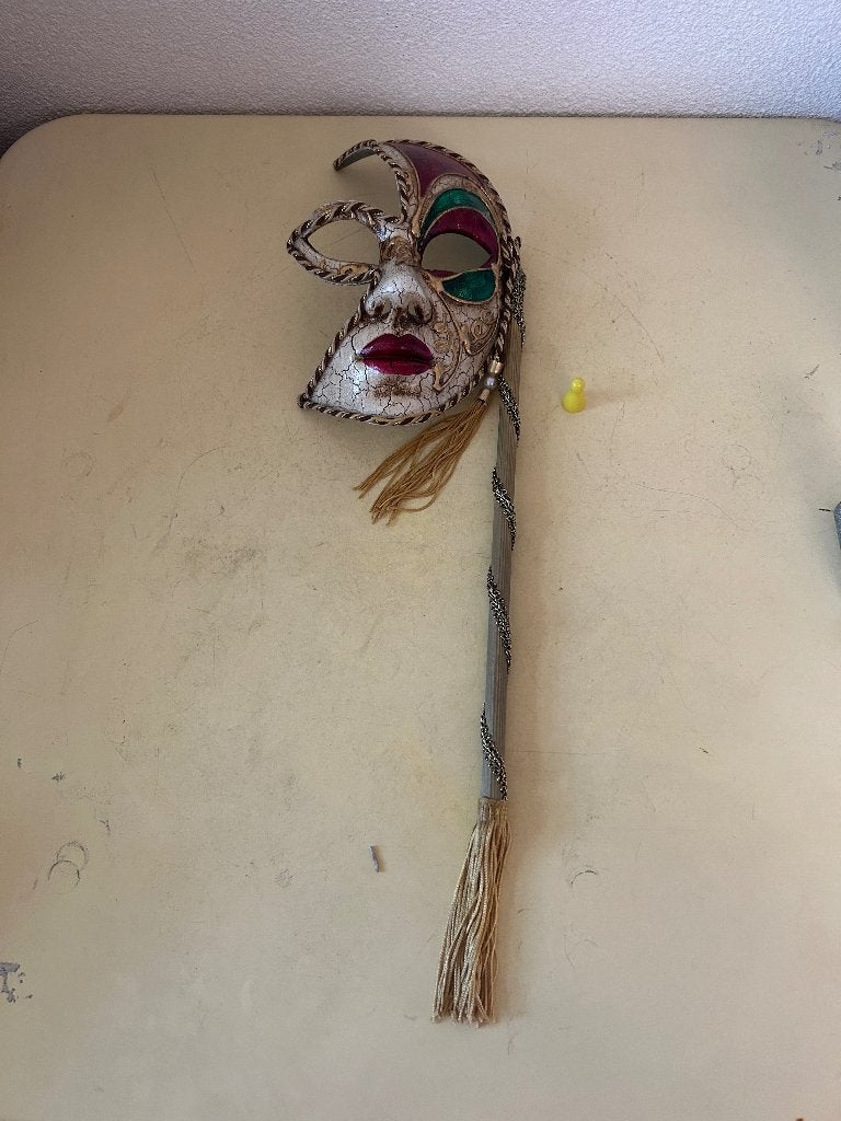 Prachtig Venetiaans Masker op Stok – Maskerade, Ophalen of Verzenden, Zo goed als nieuw, Overige typen, Carnaval