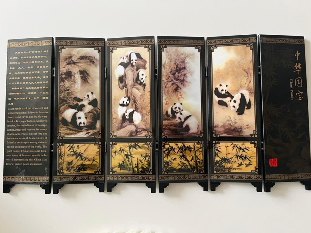 Tafel Chinees scherm met de afbeelding van panda's, Ophalen of Verzenden