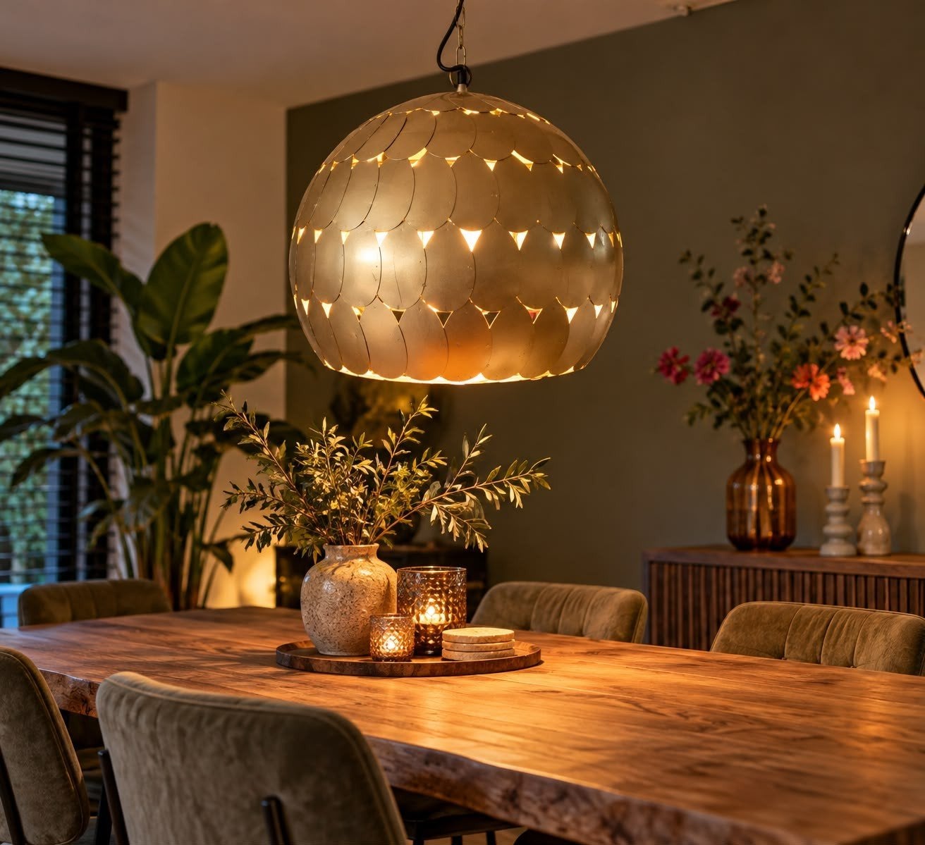 Mooss nieuwe hanglamp in doos omvang 46 cm antique brass, Nieuw, Mooss, Metaal, E27 (groot)