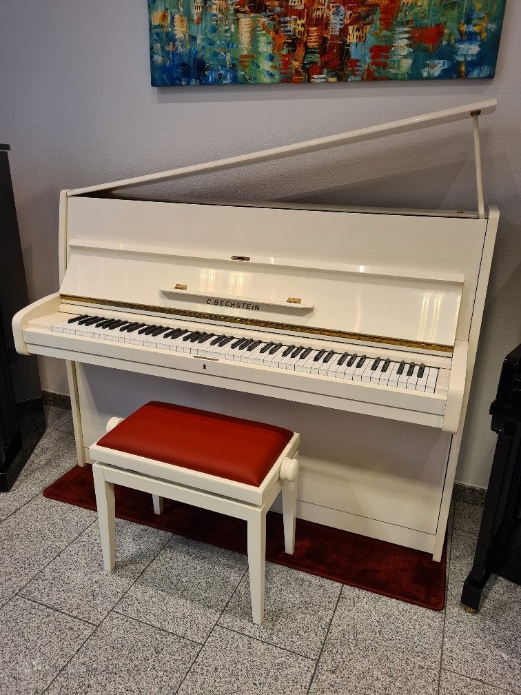C. Bechstein Mod. 12N White Satin occasion (1984), Muziek en Instrumenten, Piano's, Niet ingevuld, Gebruikt, Wit, Niet ingevuld