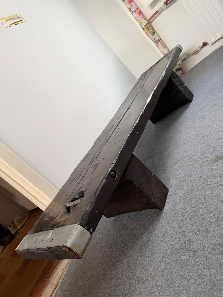 Robuust vintage TV-meubel van oude binten - Uniek en zwaar, Ophalen, Gebruikt, 150 tot 200 cm, Vintage