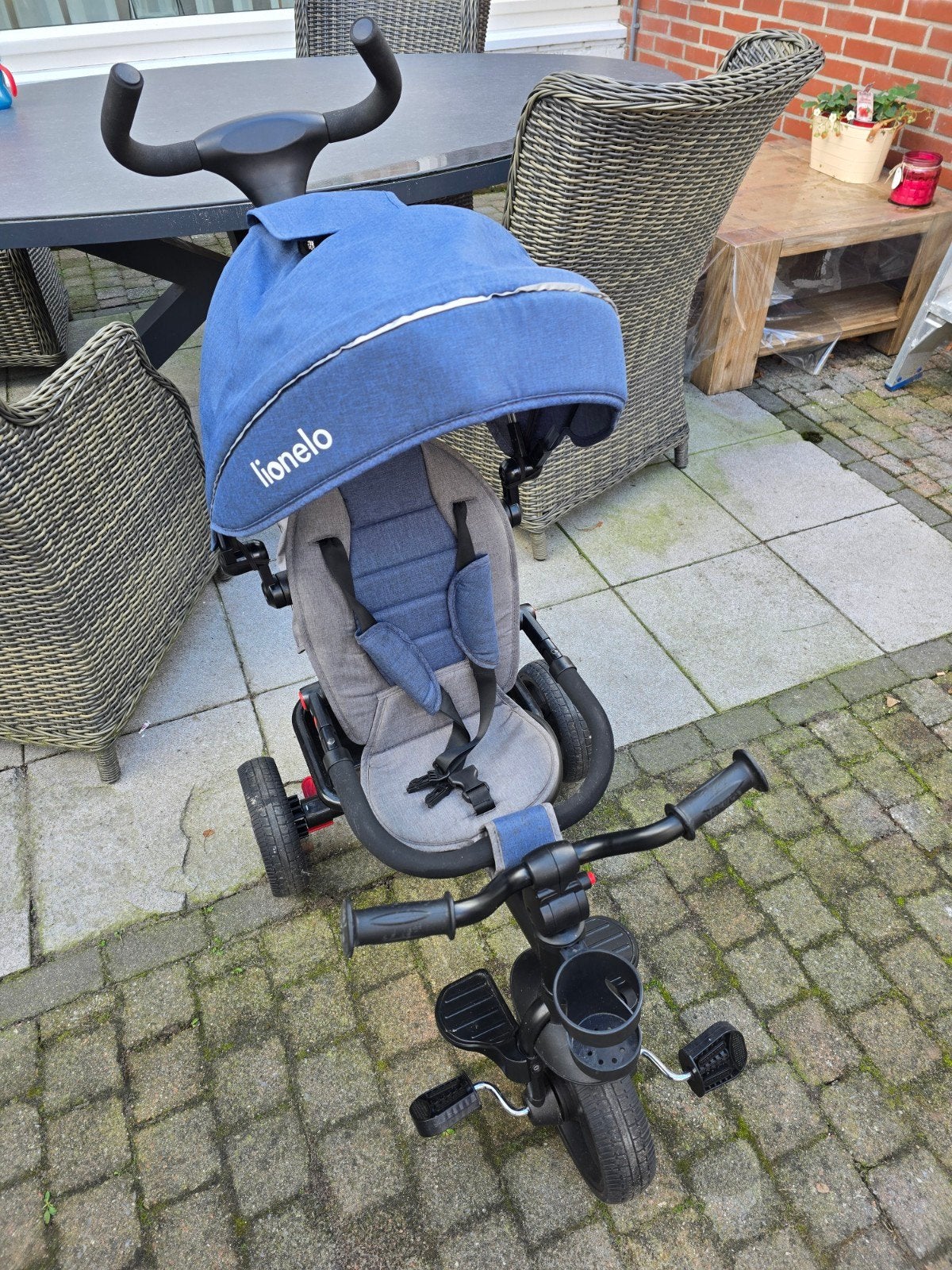 Lionelo driewieler met duwstang en zonnekap, Ophalen, Zo goed als nieuw, Lionelo, Duwstang