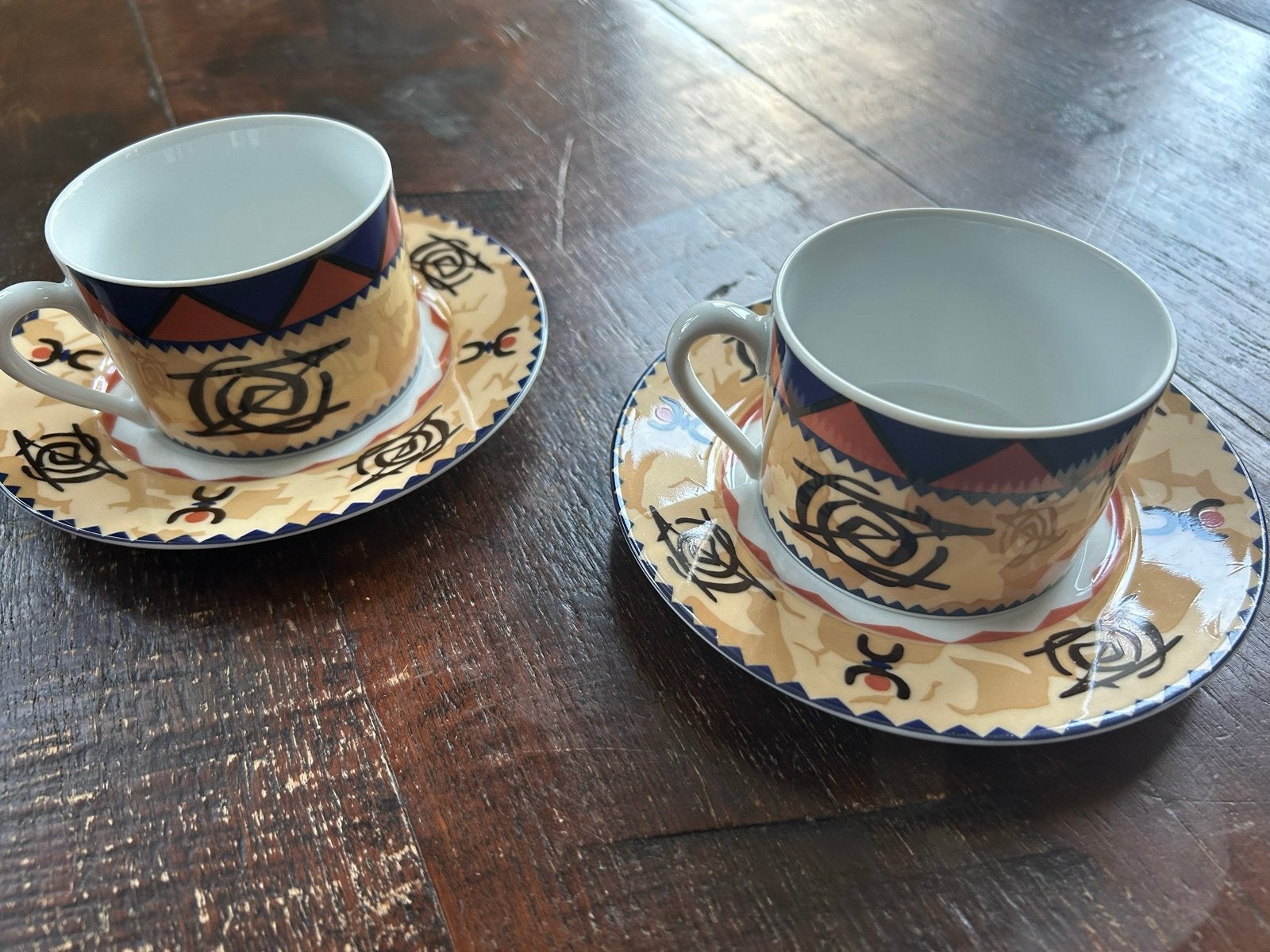 KAHLA Vintage Koffiekopjes met Schotels - Set van 2, Overige merken, Vintage, Ophalen of Verzenden, Zo goed als nieuw