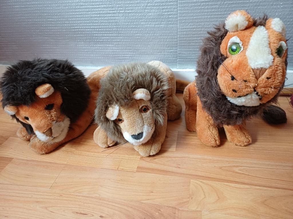 Vintage postbankSet van 3 orginele pluche leeuwen knuffels, Ophalen of Verzenden, Zo goed als nieuw