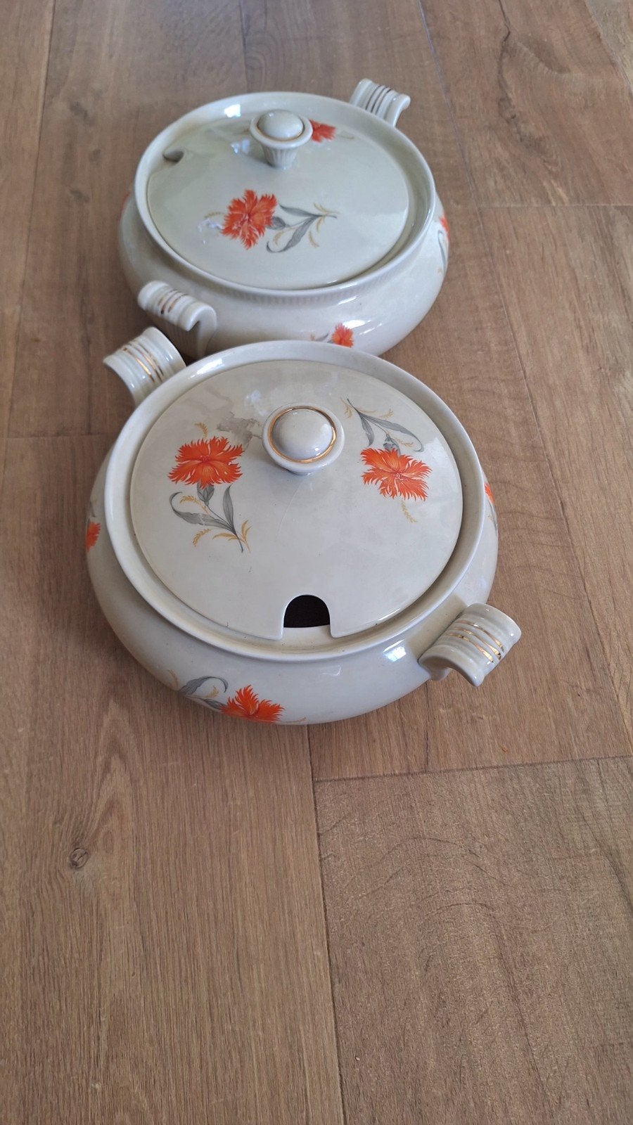 Decoratieve Pot met Oranje Bloemen - Set van 2, Ophalen of Verzenden