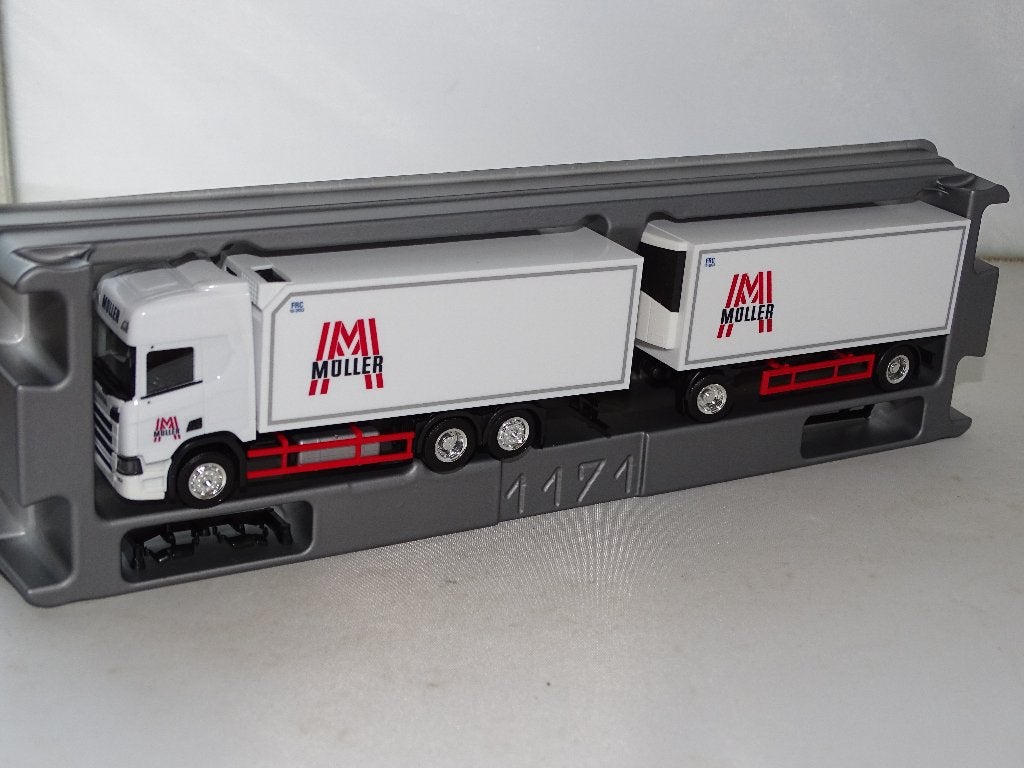 1/87 Herpa Scania Muller, Hobby en Vrije tijd, Modelauto's | 1:87, Ophalen of Verzenden, Nieuw, Bus of Vrachtwagen, Herpa