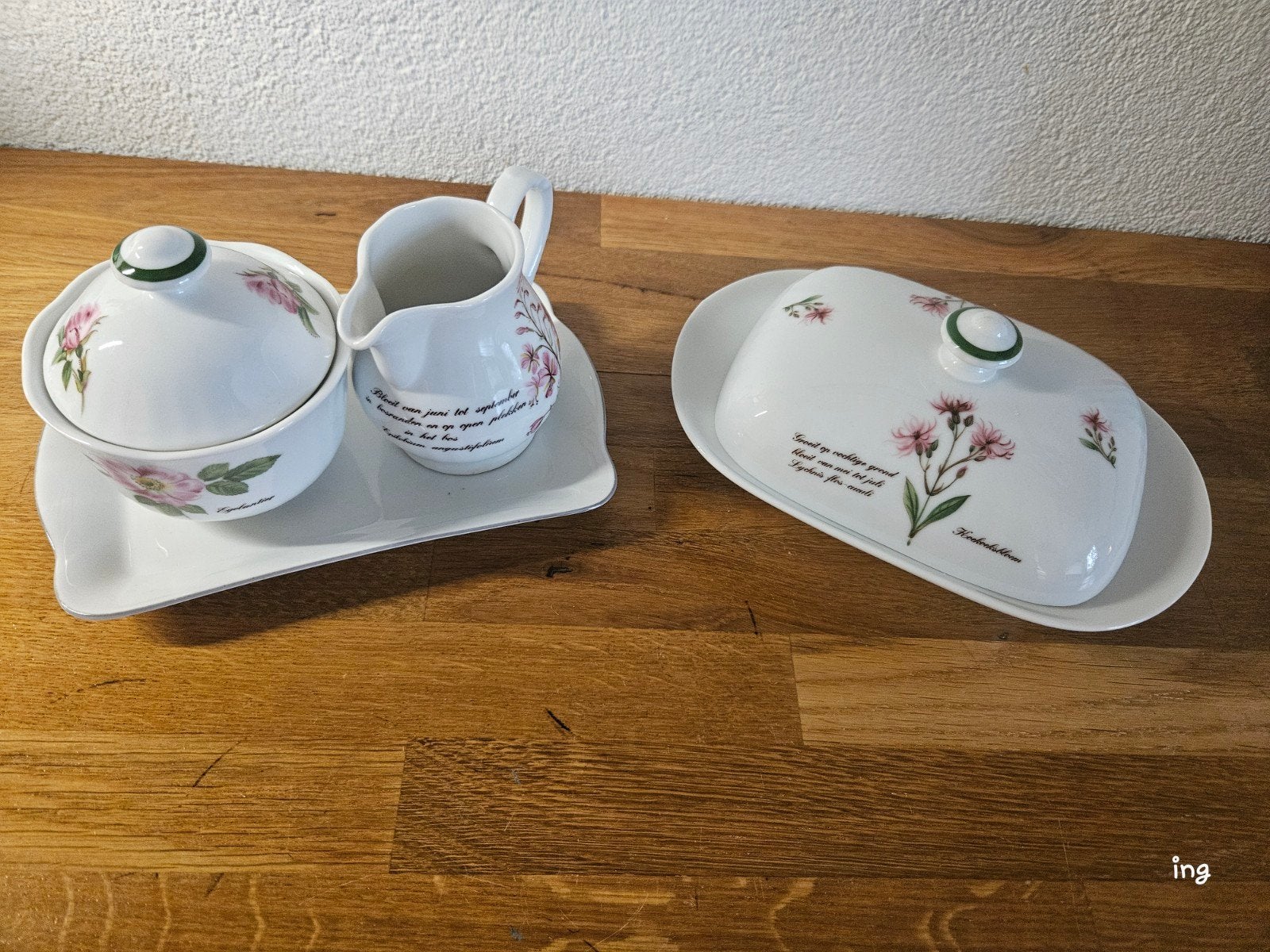 Libelle Porselein Botervloot en Suiker- en Melkset, Ophalen of Verzenden