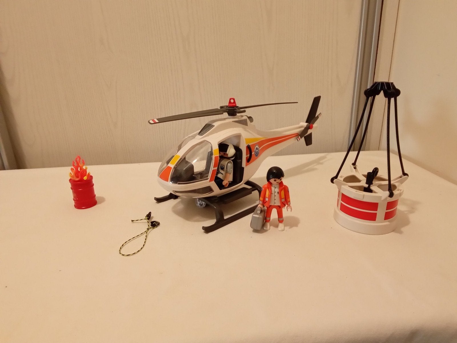Playmobil 5542 brandweer blus helicopter compleet, Complete set, Voertuig, Ophalen of Verzenden, Zo goed als nieuw