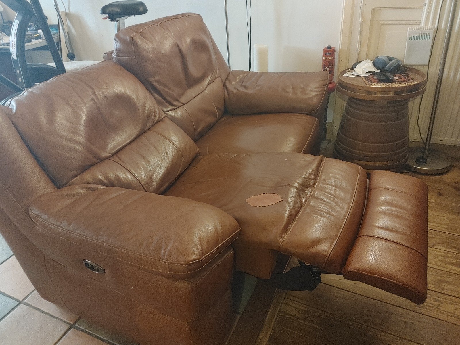 Tweezits relaxbank, Ophalen, Gebruikt, Leer