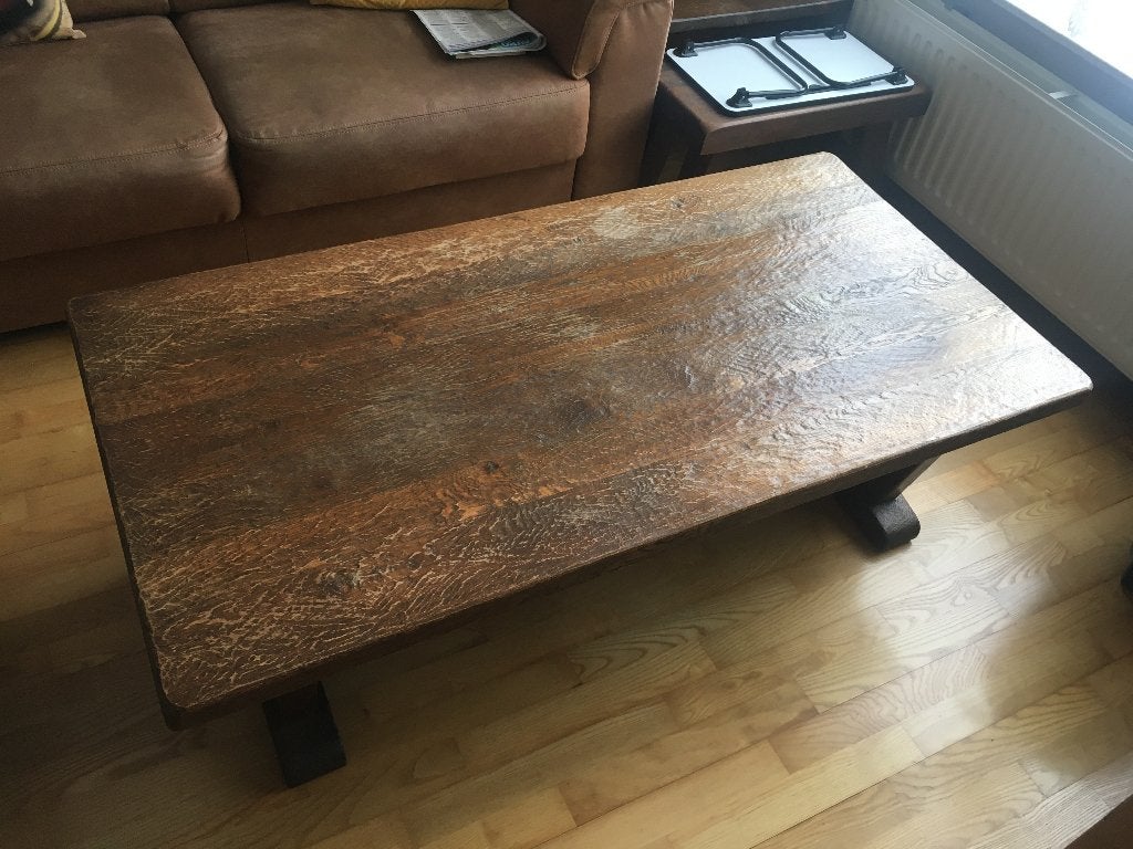Salontafel, massief eiken, Ophalen, Gebruikt, 100 tot 150 cm, 50 tot 100 cm