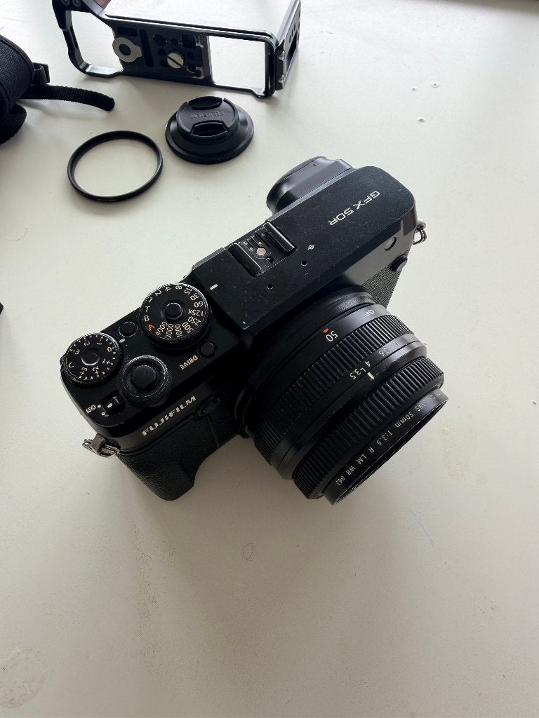 Fujifilm GFX 50R Digital Medium Format + GF 50mm f/3.5 lens, Lensdop, Gebruikt, Fujifilm, Systeemcamera