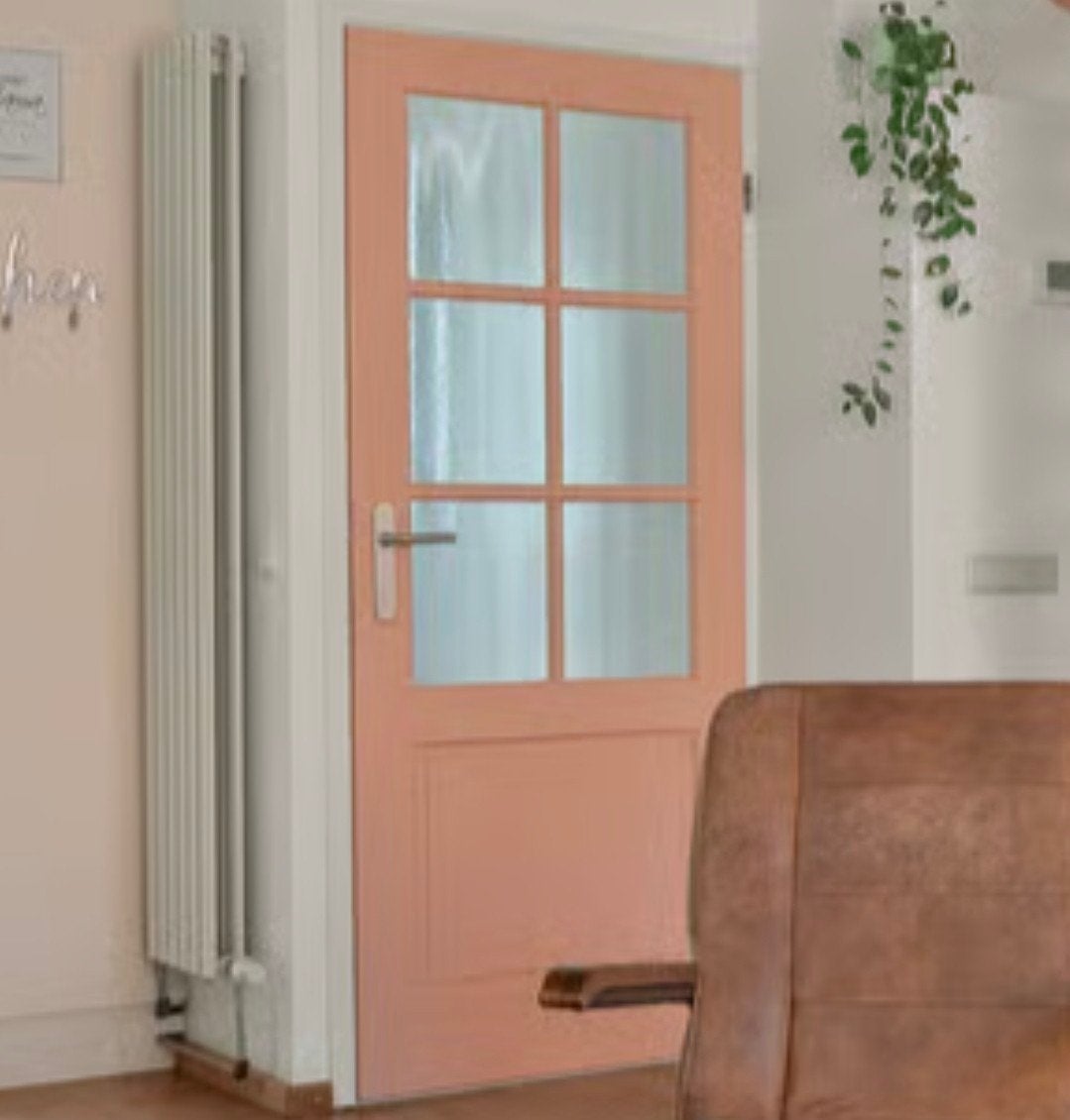 Massief houten binnendeur met glas, Ophalen, Gebruikt, 80 tot 100 cm, Binnendeur