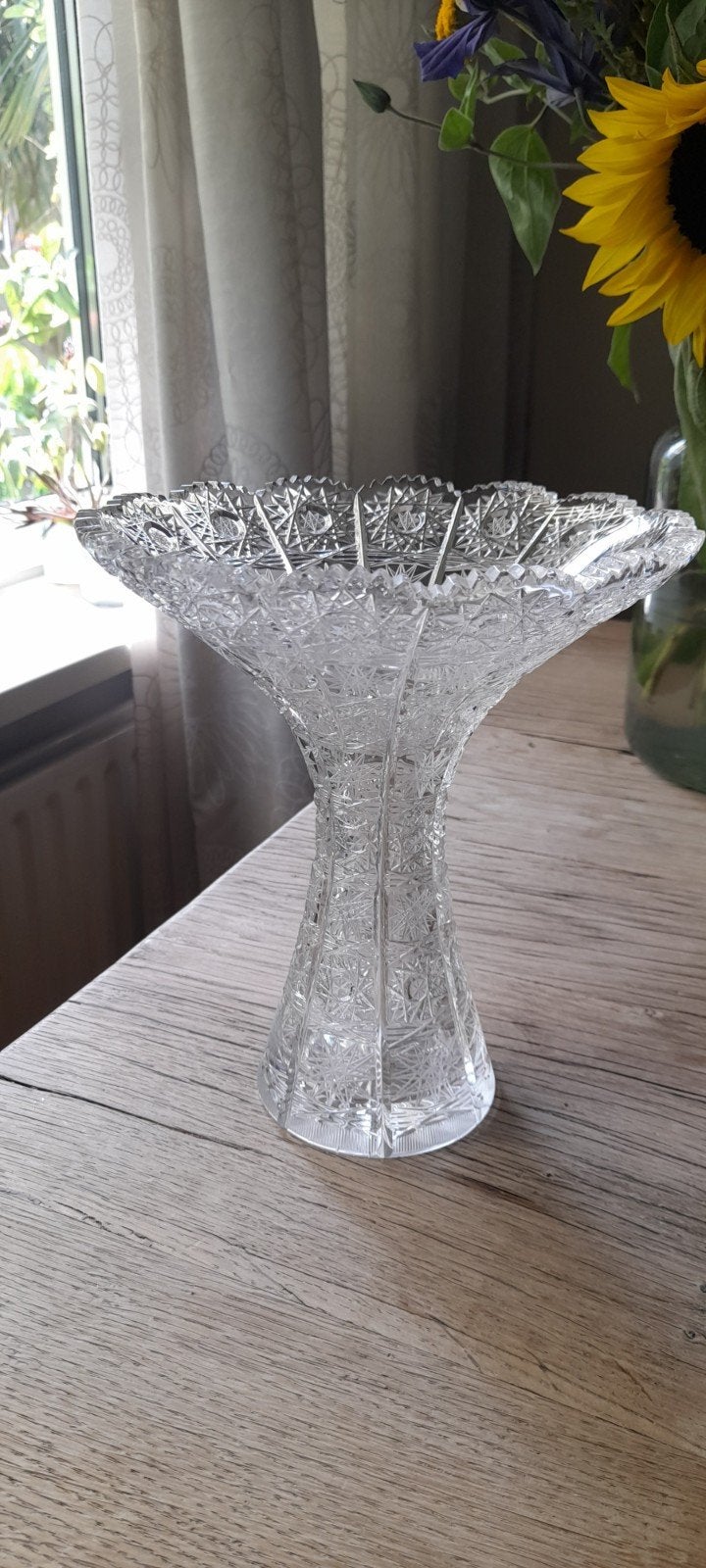 Prachtige Boheems kristallen trompetvaas, Ophalen of Verzenden