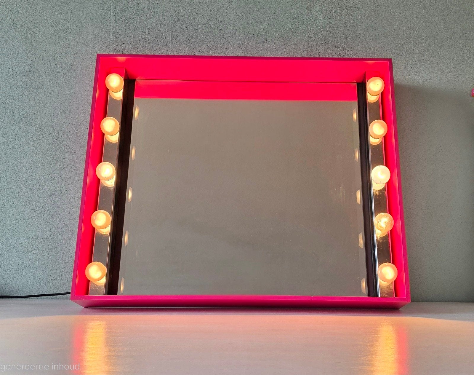 Roze Theater Make-up Spiegel met Verlichting, Ophalen, Gebruikt, 75 tot 100 cm, Minder dan 100 cm