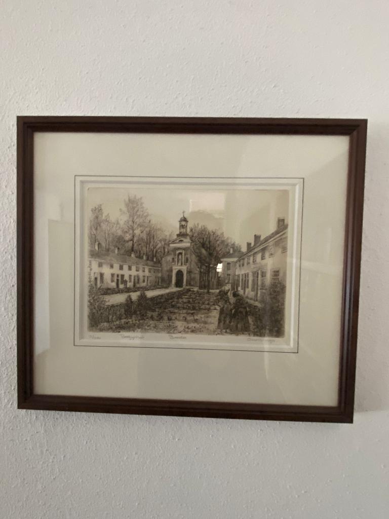 Ets van Albertus Wieringa, Antiek en Kunst, Ophalen, 25 cm, Ets, Architectuur