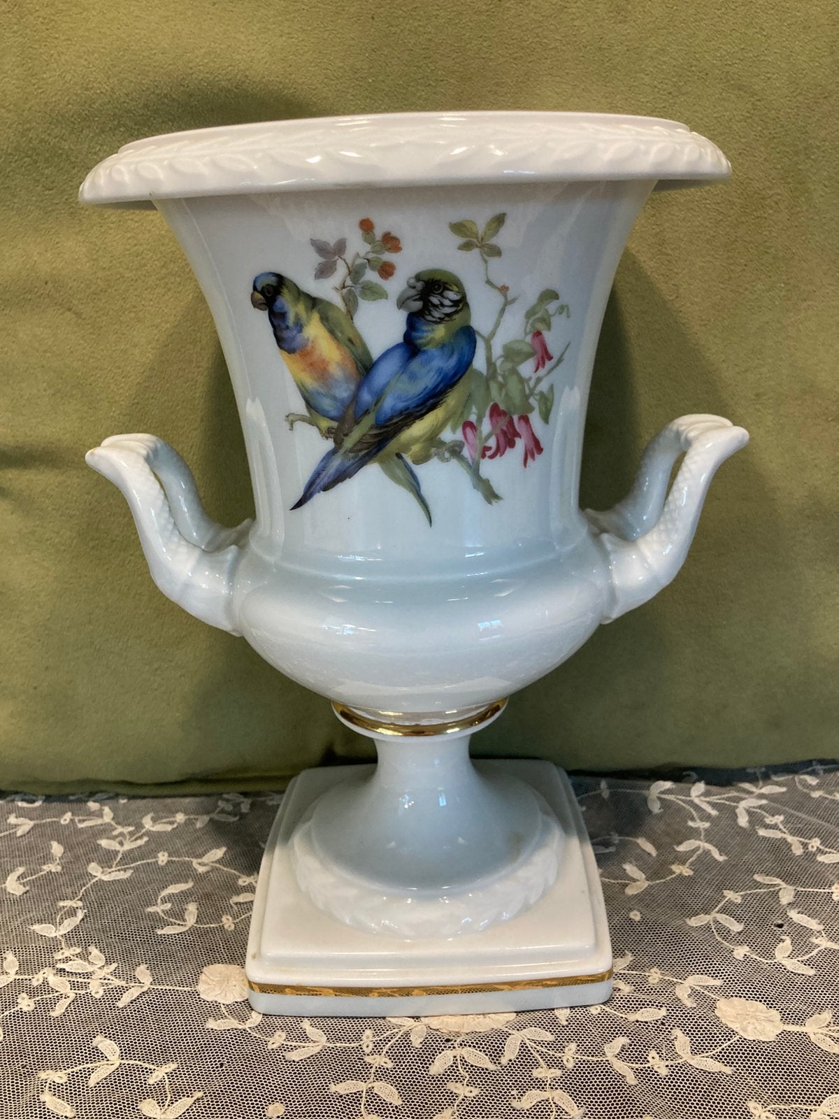 Vaas van Kaiser porselein, vogeltjes (220924), Wit, Aardewerk of Porselein, Ophalen of Verzenden, Zo goed als nieuw