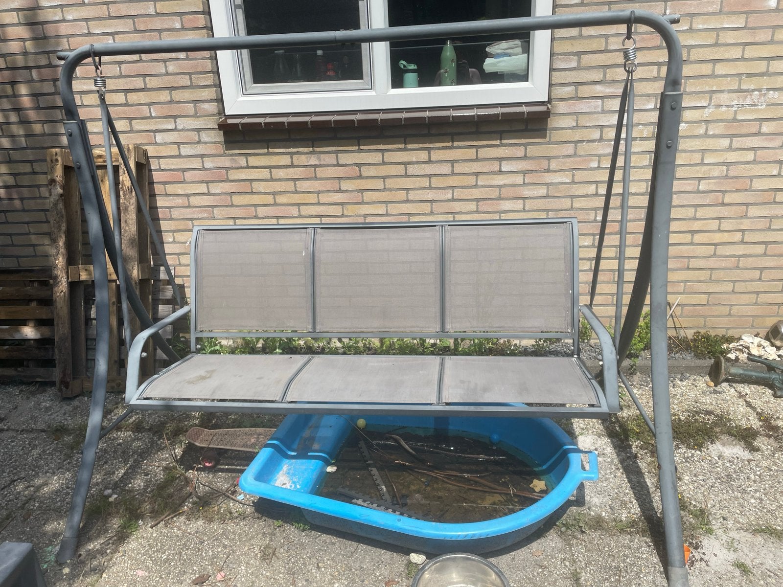 Schommelbank voor buiten, Tuin en Terras, Tuinbanken, Ophalen, Gebruikt, Metaal, Schommelbank