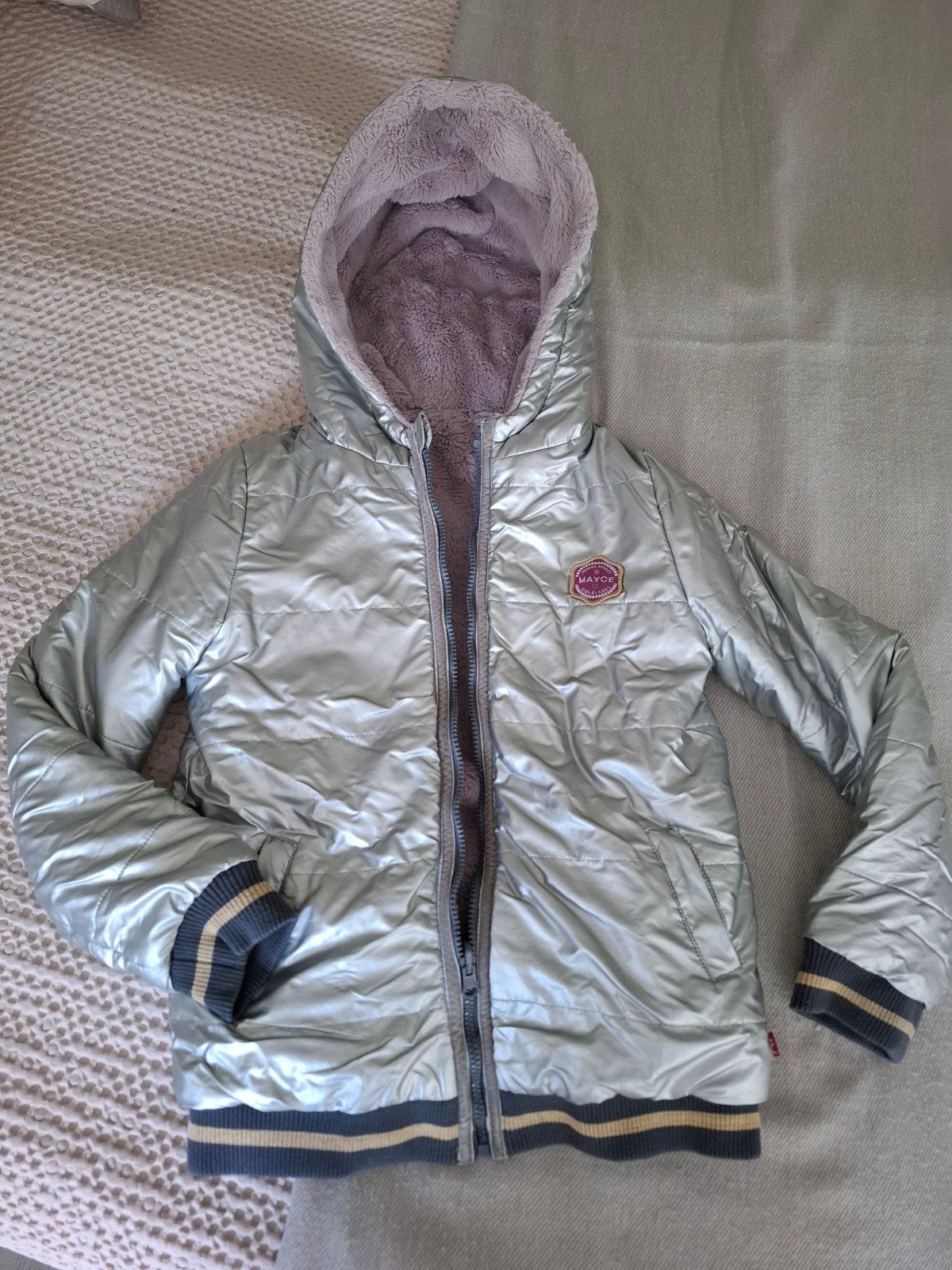 Winterjas reversible (zilver/lila-roze), Ophalen of Verzenden, Nieuw, Meisje, Jas