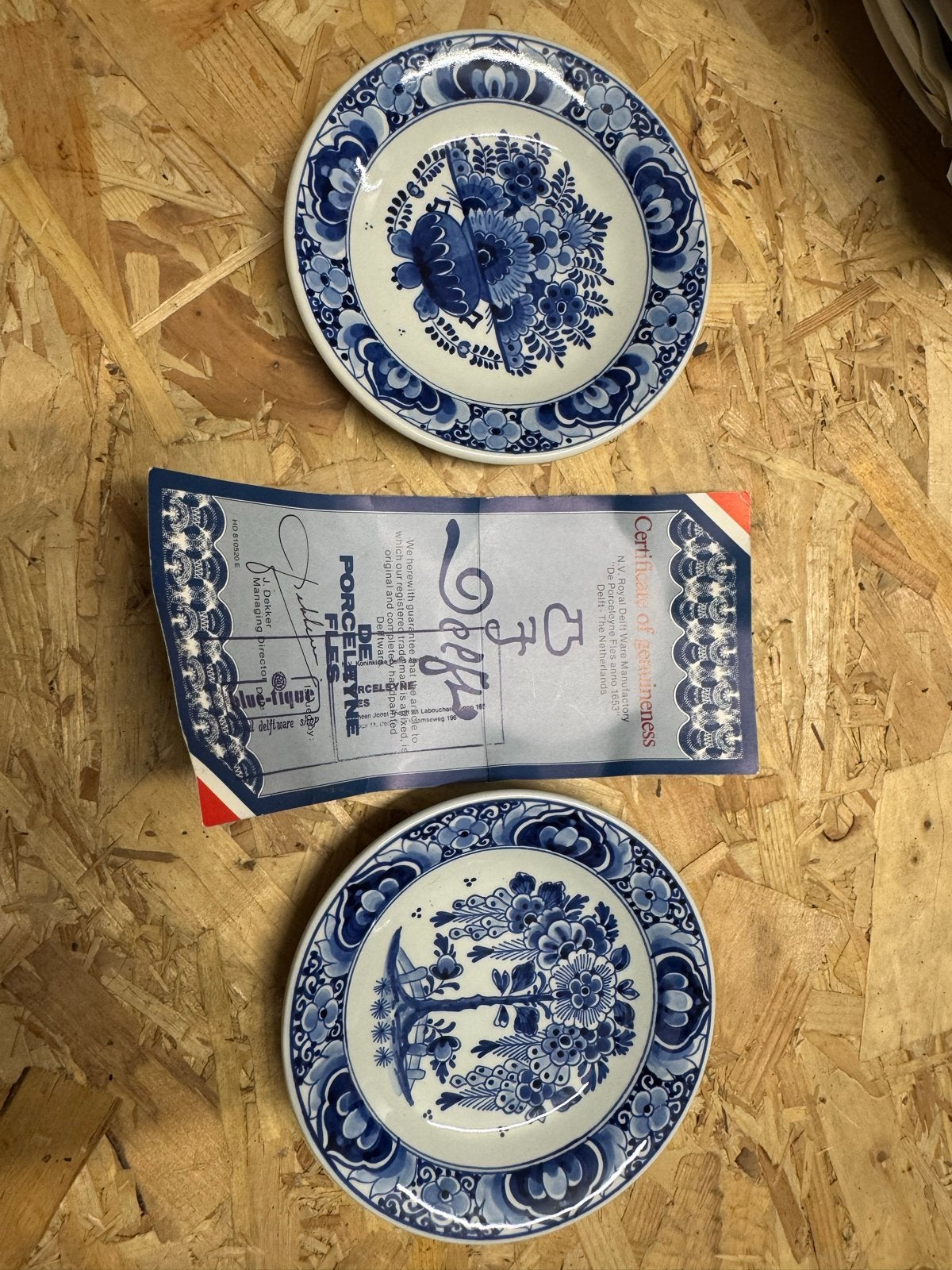5 antieke Delfts blauwe borden en wandtegel, Antiek en Kunst, Ophalen