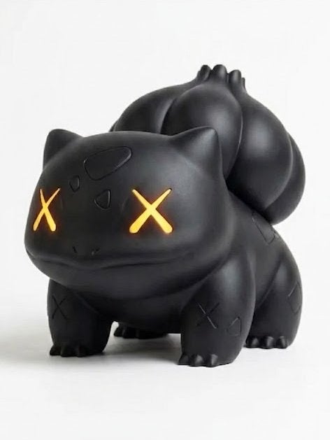 Kaws Bulbasaur Figuur - Zwart met Gele Ogen, Verzamelen, Poppetjes en Figuurtjes, C, C, Ophalen of Verzenden, Zo goed als nieuw