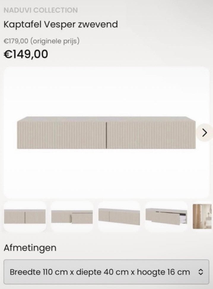 Kaptafel zweevend, Huis en Inrichting, Kasten | Wandmeubels, Ophalen, Nieuw, Minder dan 150 cm, Minder dan 100 cm