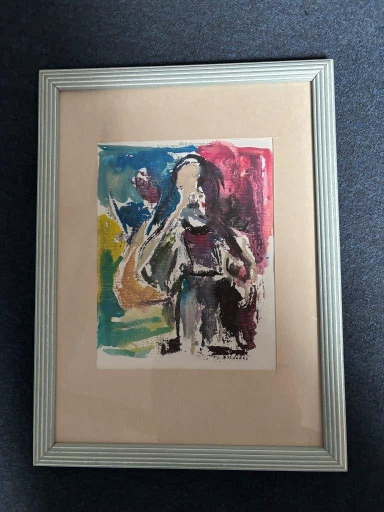 Schilderij Evert slegers, Ophalen of Verzenden, Papier/karton, Ingelijst, Abstract