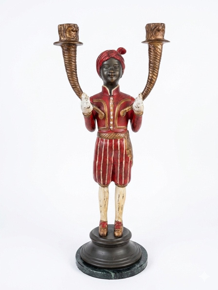 Blackamoor kandelaar 62 cm hoog, Antiek en Kunst, Antiek | Kandelaars, Ophalen, Koper of Brons
