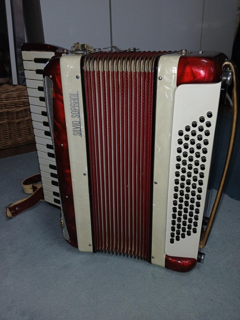 Vintage piano-Accordeon, Gebruikt, Met koffer, Toetsaccordeon, 120-bas
