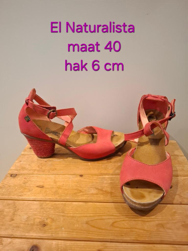 El Naturalista sandalen maat 40, hak 6 cm, Gedragen, Rood, Sandalen of Muiltjes, El Naturalista