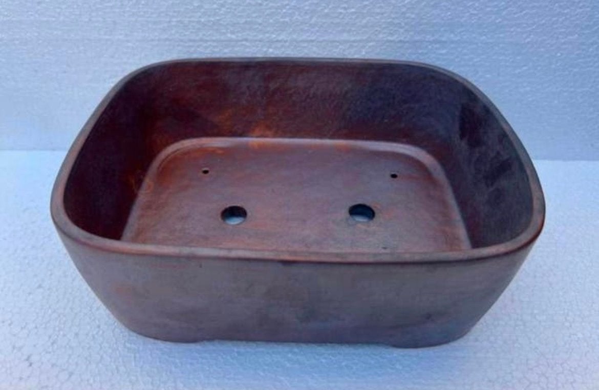 Bonsai schaal handgemaakt rood-bruin gekleurd 23,3x17,6x7,5, Tuin en Terras, Nieuw, Ophalen of Verzenden, Aardewerk, Rechthoekig