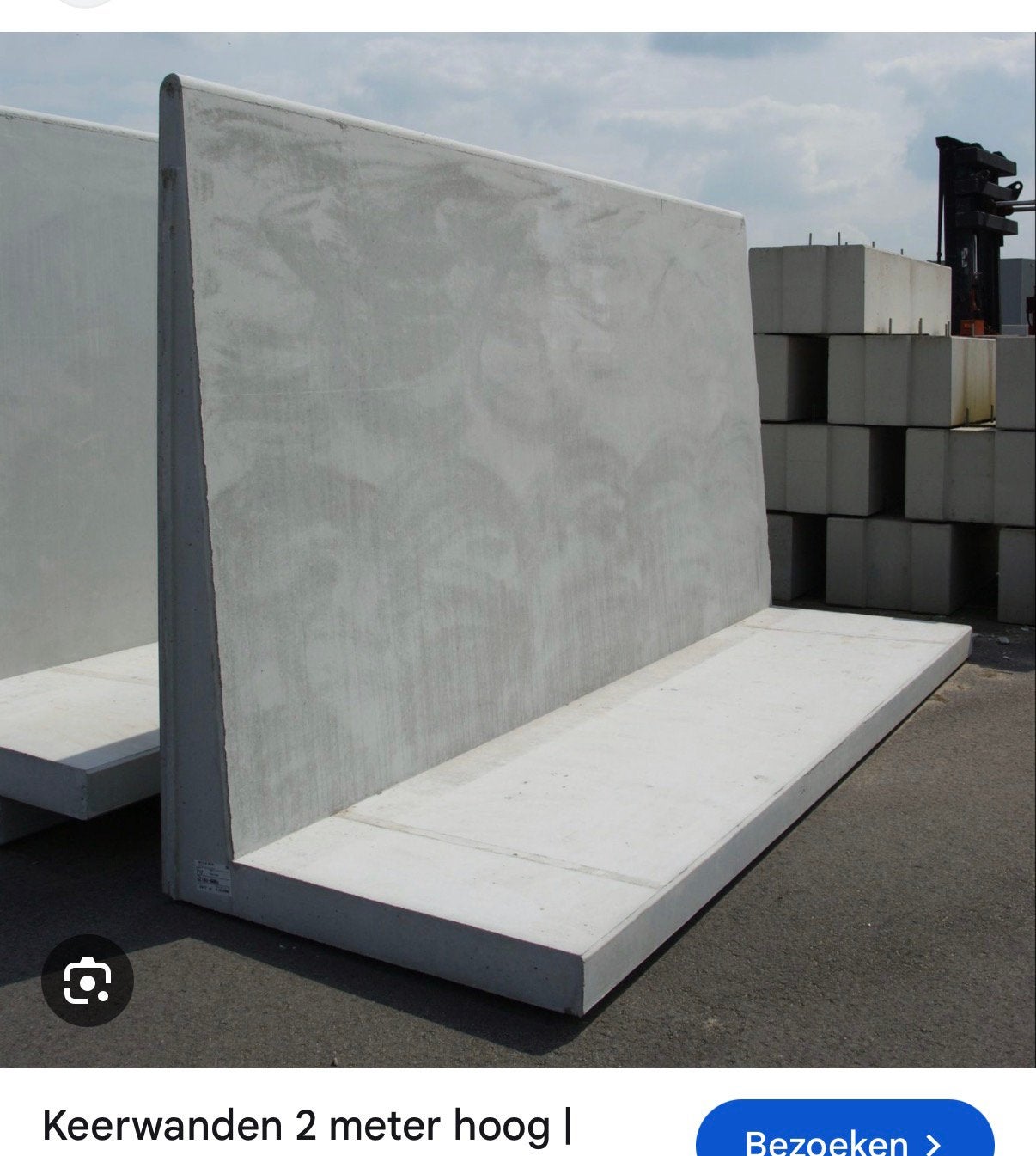 Keerwand beton, L-element, 200cm breed en 200cm hoog, 3x, Tuin en Terras, Ophalen, Zo goed als nieuw, Beton, Overige typen
