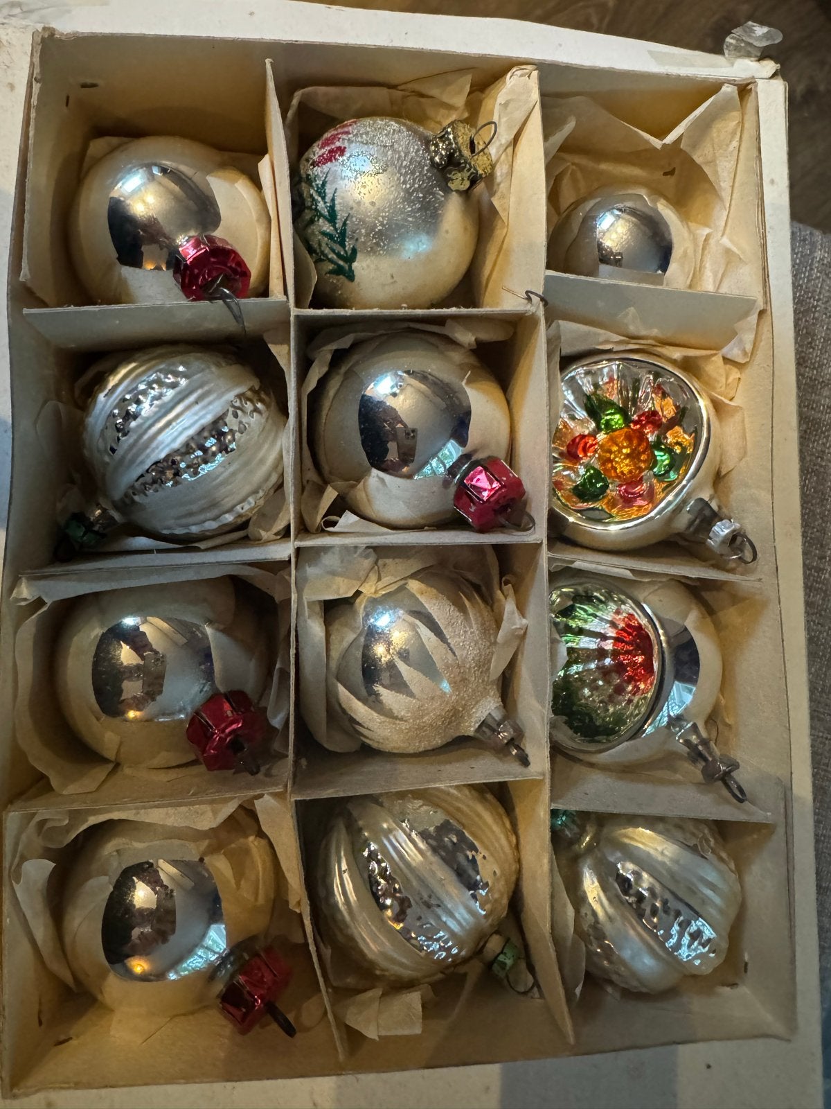 12 oude vintage glazen kerstballen –reflexballen nostalgisch, Ophalen of Verzenden, Zo goed als nieuw