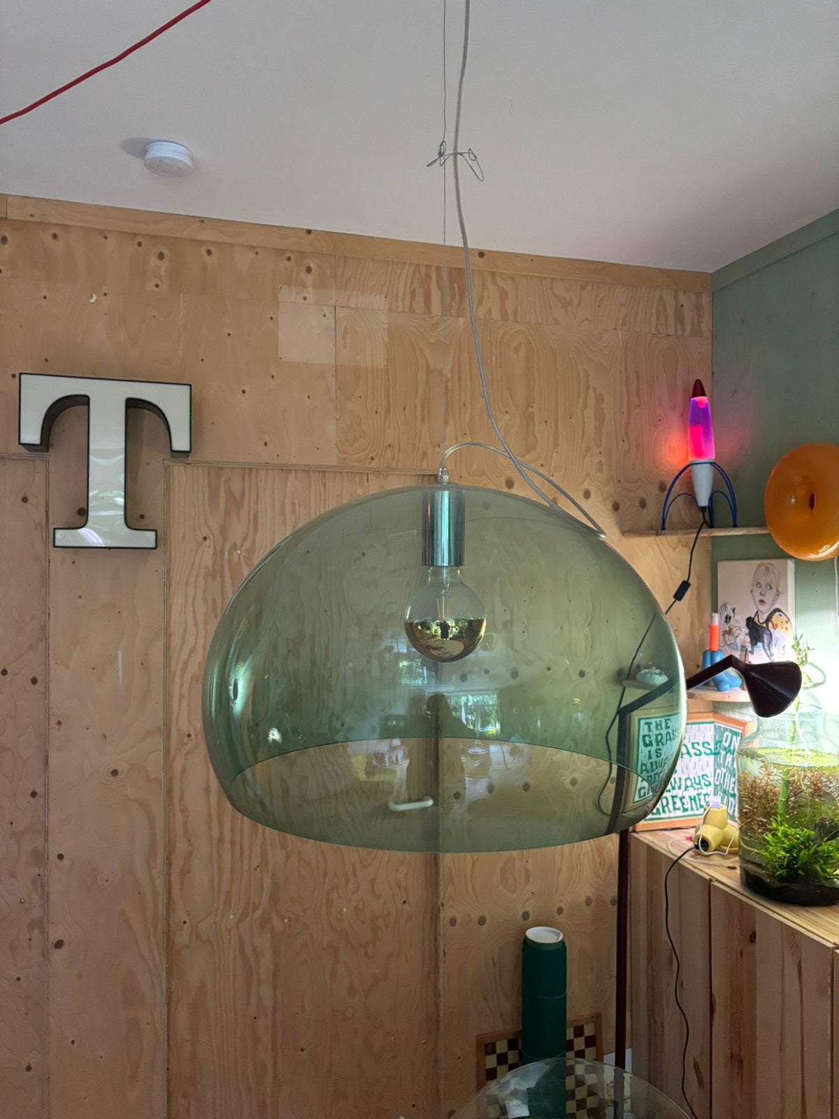 Kartell fly lamp salie groen vintage design, Ophalen of Verzenden, Gebruikt, Vintage space age design, Minder dan 50 cm