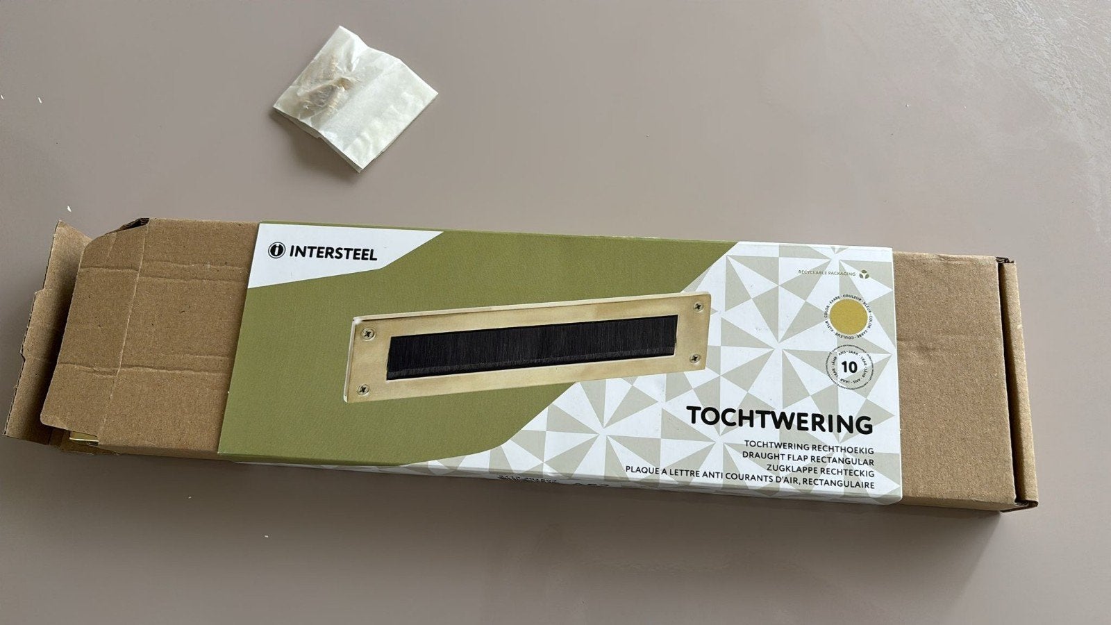 Gouden brievenbusklep met borstel, Ophalen of Verzenden, Nieuw, Koper of Messing, Overige typen