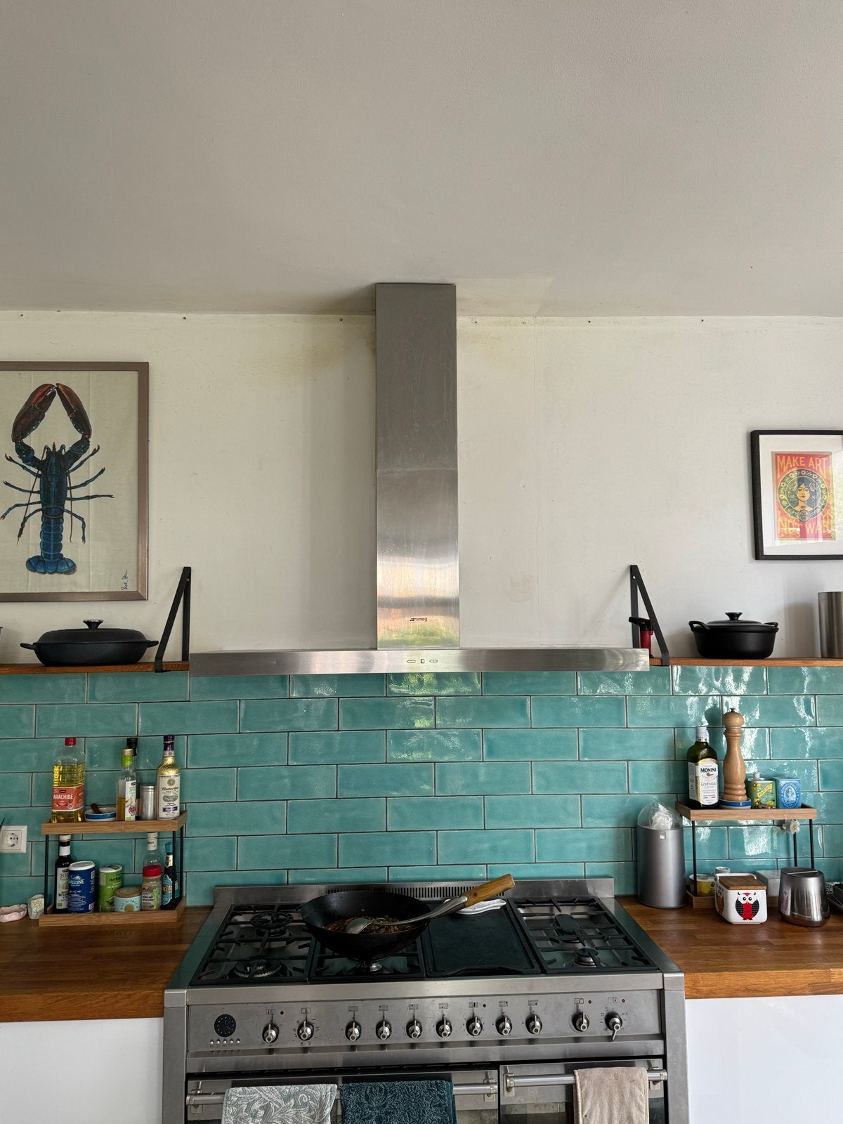Smeg Wandschouwkap 120cm- RVS Afzuigkap met Verlichting, Gebruikt, Wandschouwkap, Ophalen of Verzenden, 400 tot 600 m³ per uur