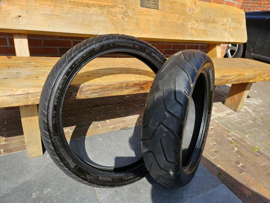 Voor- en achterband Bridgestone Battleaxe van Triumph Tiger, Motoren, Onderdelen | Merk-onafhankelijk, Ophalen, Gebruikt