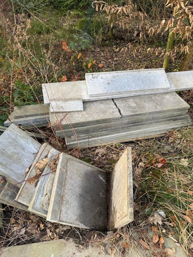 Diverse muur- en paalafdekkers en vensterbanken blauwsteen, Doe-het-zelf en Verbouw, Tegels, Ophalen, 60 cm of meer, Gebruikt