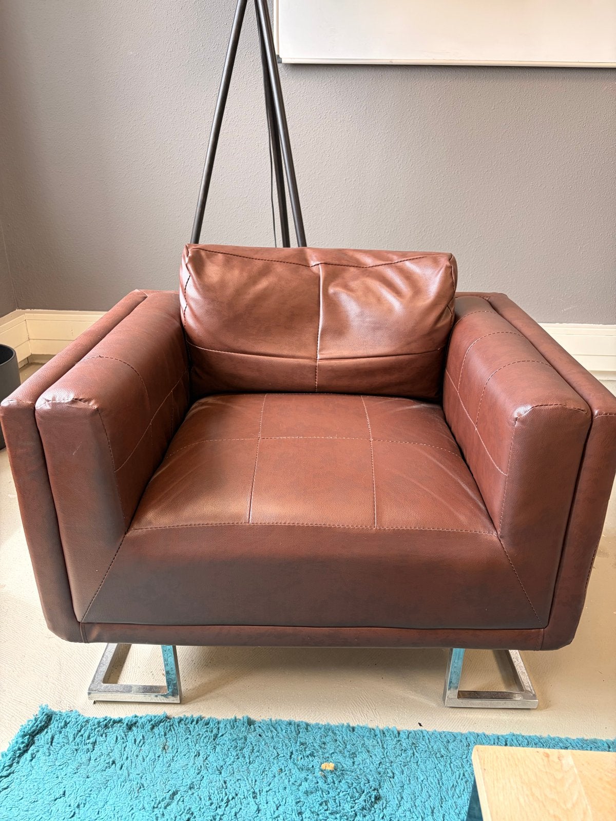 Leren fauteuil - Bruin - Zo goed als nieuw, Ophalen, Zo goed als nieuw, Leer, 75 tot 100 cm