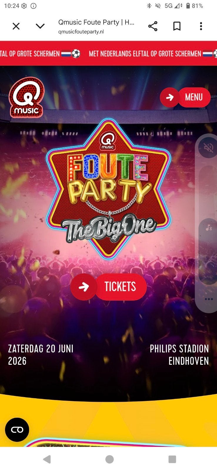 2 kaarten Qmusic foute party the big one