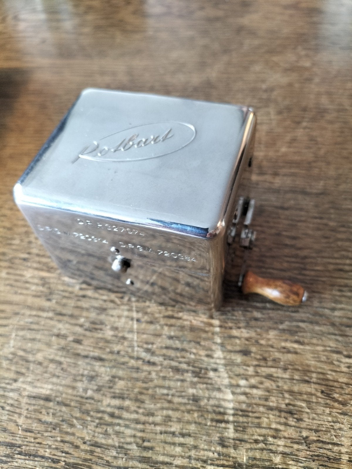 Antieke scheermes slijper"Rotbart" in originele doos, Antiek en Kunst, Ophalen of Verzenden