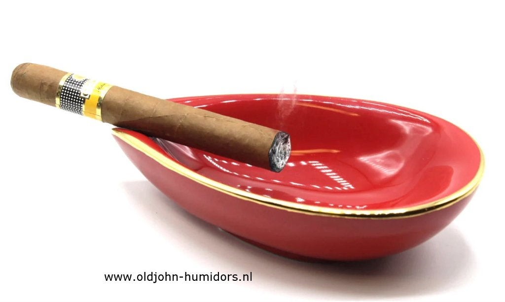 SIGAARASBAK ADORINI PORSELEIN ROOD-GOUD HUGE 18 cm!!! sab42, Ophalen of Verzenden, Nieuw, Asbak