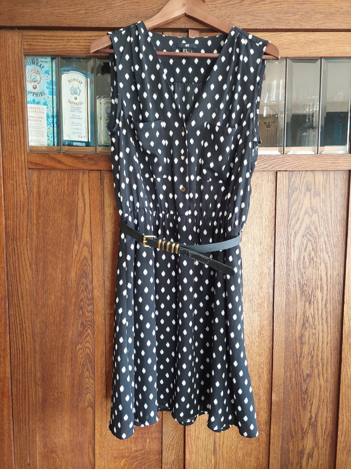 Polkadot jurkje maat 38 met ceintuur - Rockabilly stijl, Kleding | Dames, Maat 38/40 (M), Zwart, Ophalen of Verzenden, Zo goed als nieuw