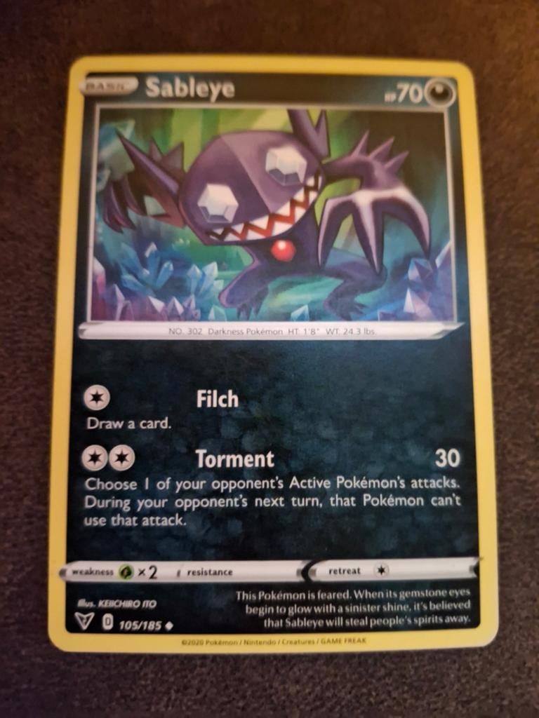 Sableye Pokémon Kaart 105/185 - Darkness Pokémon, Hobby en Vrije tijd, Verzamelkaartspellen | Pokémon, Zo goed als nieuw, Losse kaart